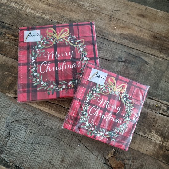1 Serviette En Papier Noël - Merry Christmas Rose Et Or - 33 X 33 Cm - Un Grand Marché