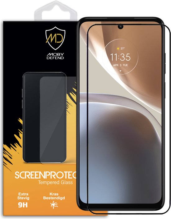 Motorola Moto G32 Screenprotector - MobyDefend Screensaver Met Zwarte Randen - Gehard Glas - Glasplaatje Geschikt Voor Motorola Moto G32