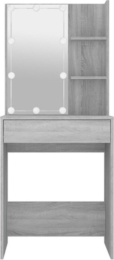 vidaXL Kaptafel met LED-verlichting 60x40x140 cm gerookt eikenkleur, slaapkamer tafel, make-up tafel