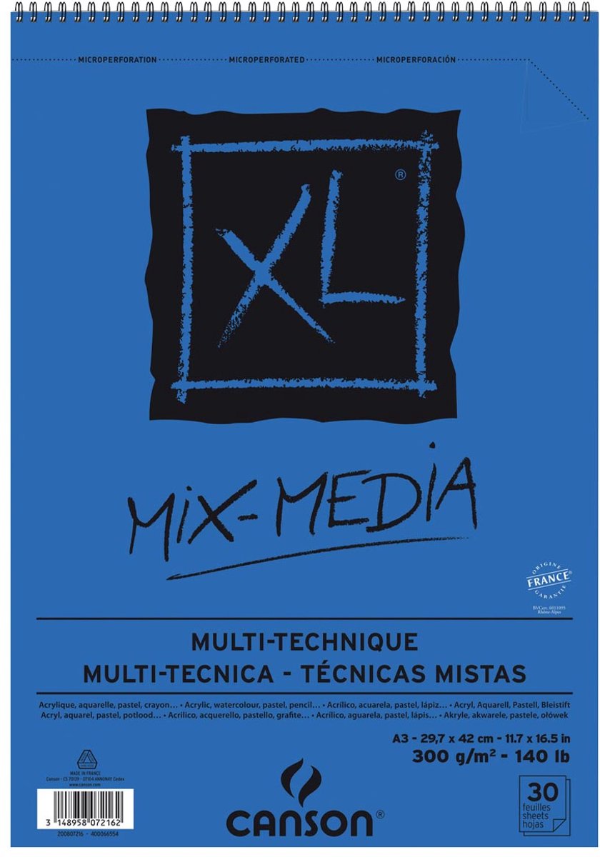 Mixed mediapapier canson xl textured 300gr a3 wit | 5 stuks
