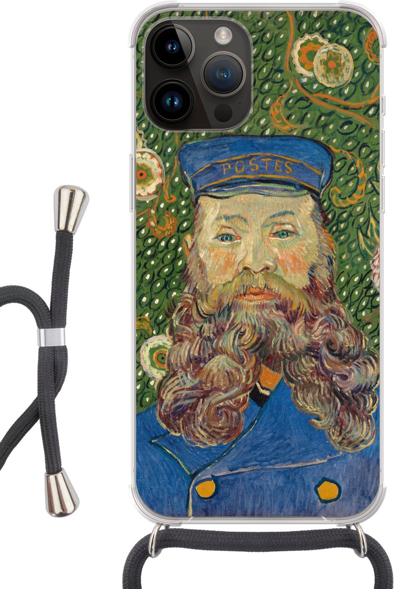 Telefoonhoesje Geschikt voor Apple Iphone 14 Pro Max - Portret van postbode Joseph Roulin - Vincent van Gogh - Siliconen - Crossbody - Backcover met Koord - Telefoonhoesje met koord - Hoesje met touw Telefoonhoesje