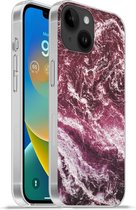 Geschikt voorApple Iphone 14 - Softcase hoesje - Marmer print - Natuursteen - Mineralen - Siliconen Telefoonhoesje