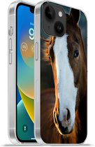 Geschikt voorApple Iphone 14 - Softcase hoesje - Paard - Kop - Licht - Siliconen Telefoonhoesje