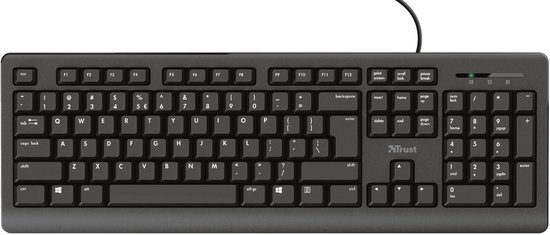 Trust Primo - Bedraad Toetsenbord - Full-size - Stille Toetsen - Morsbestendig - AZERTY BE - Zwart