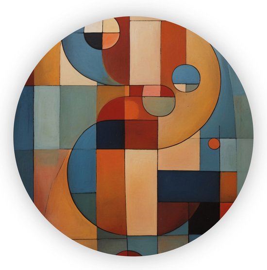 Non-figuratieve kunst - Abstract muurcirkels - Wandcirkel hal - Muurdecoratie industrieel - Muurcirkel - Decoratie muur - 90 x 90 cm 3mm