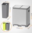 Avalo prullenbak afvalscheiding 3x20 Liter Zilver | Beste Deal