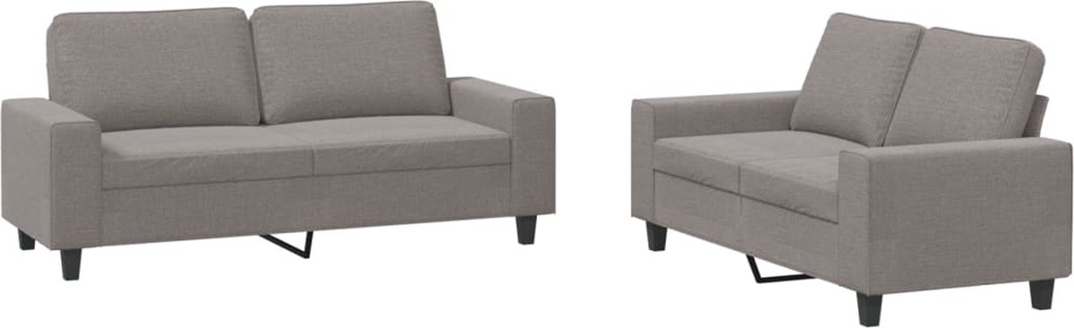 vidaXL - 2-delige - Loungeset - stof - taupe