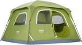 kampeertent 6 personen pop-up tent 305x275x200cm koepeltentzeil gemaakt van 190T Dacron + 150D Oxford frame gemaakt van Q235 + glasvezel trekkingtent festivaltent tent met twee deuren en drie ramen groen