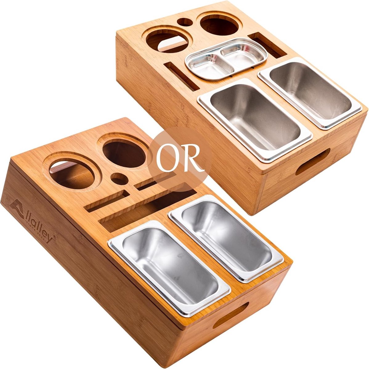 praktisch bankdienblad met twee snackschalen, organizer, sausborden en flessenhouder met afneembare snackbox, bankbutler, bankorganizer, bankorganizer, bankorganizer