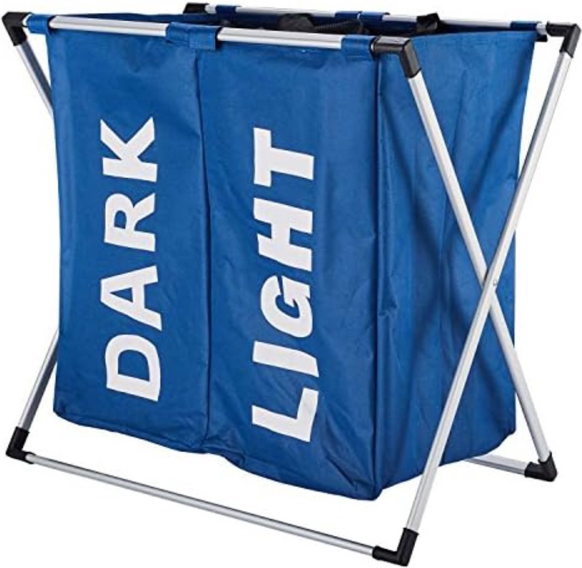 Goedkoopste Wasmand 2 vakken wassorteerder - Wasverdeler - Blauw , 2 vakken - 2 planken - 59 x 60 x 36 cm