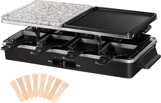 Gourmetstel 8 personen - Gourmet Set Electrisch - Natuursteen En Bakplaat - 2 Aparte Delen