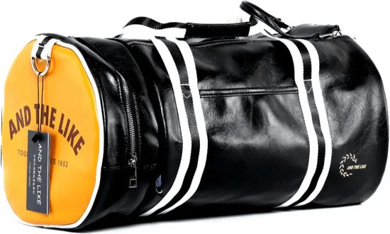 Avoir Avoir®-Sporttas voor mannen en vrouwen - Waterdicht PU-materiaal - Leren ontwerp - Apart schoenencompartiment - Handig formaat 25x25x45cm - Zwart/Geel