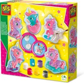 SES - Gieten en schilderen - Baby unicorns - eenhoorn - sneldrogend gips - gedetailleerde gietmal - 6 kleuren verf met penseel