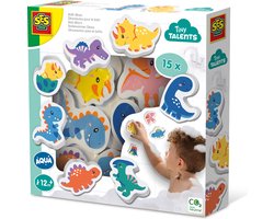 foto van SES Creative - Tiny Talents - Bad Dino’s Set - foam dino’s - plakken op natte tegels - stimuleert fantasie - veilig badspeelgoed - creatief spelen - dinosaurus speelgoed