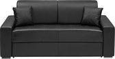 Driezits express bedbank van kunstleer EMIR - Zwart - Slaapafmeting: 140 cm - Matras 14 cm L 204 cm x H 85 cm x D 95 cm