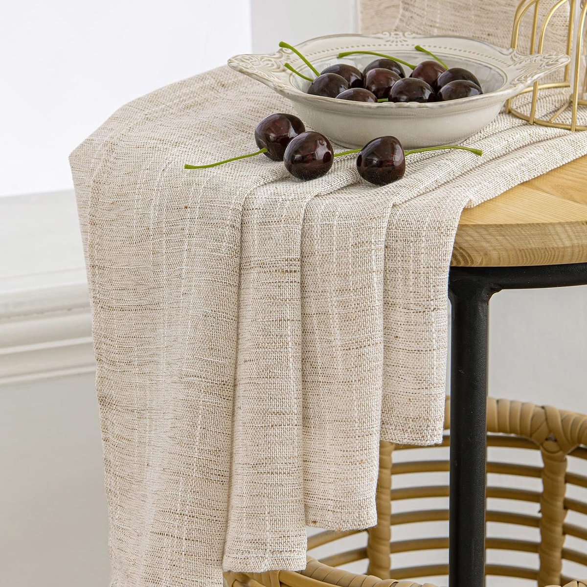 Woaboy Set van 2 transparante gordijnen met ringen, semi-transparante binnengordijnen voor slaapkamer, woonkamer, huis, 140x215 cm, beige