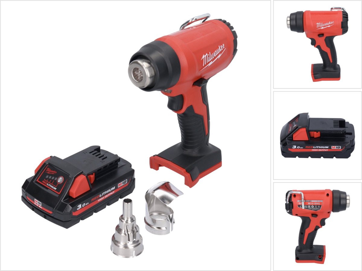 Milwaukee M18 BHG-301 snoerloos heteluchtpistool 18 V 470 °C + 1x accu 3.0 Ah - zonder lader