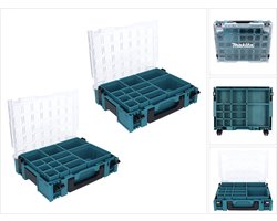 Makita MAKPAC 1 opbergset 2x kleine onderdelen koffer 395 x 295 x 110 mm ( 2x 191X80-2 ) met 13x doosinzet