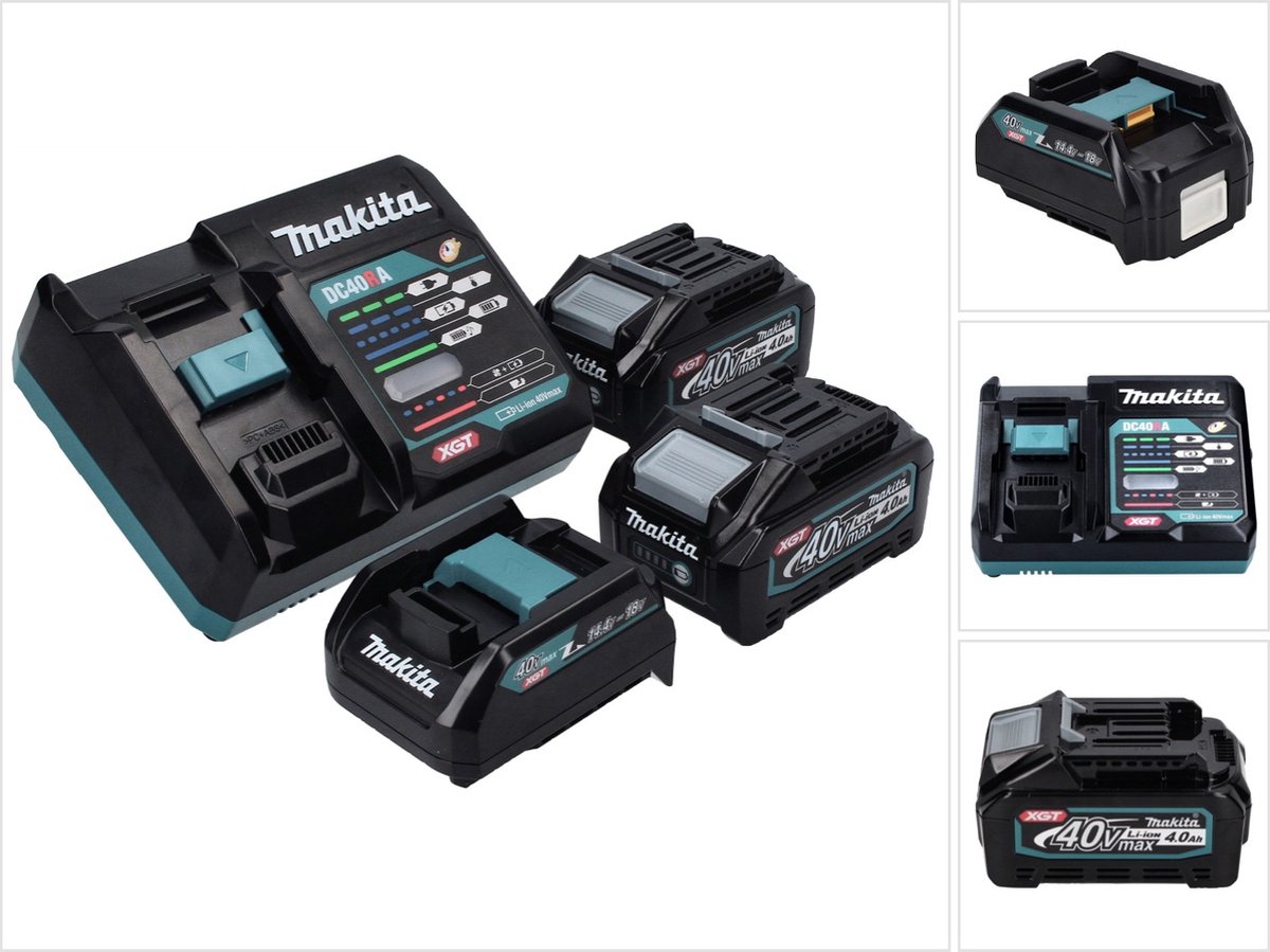 Makita Power Source Kit 40 V max. met 2x BL 4040 accu 4,0 Ah XGT + DC 40 RA snellader XGT LXT + ADP10 laadadapter