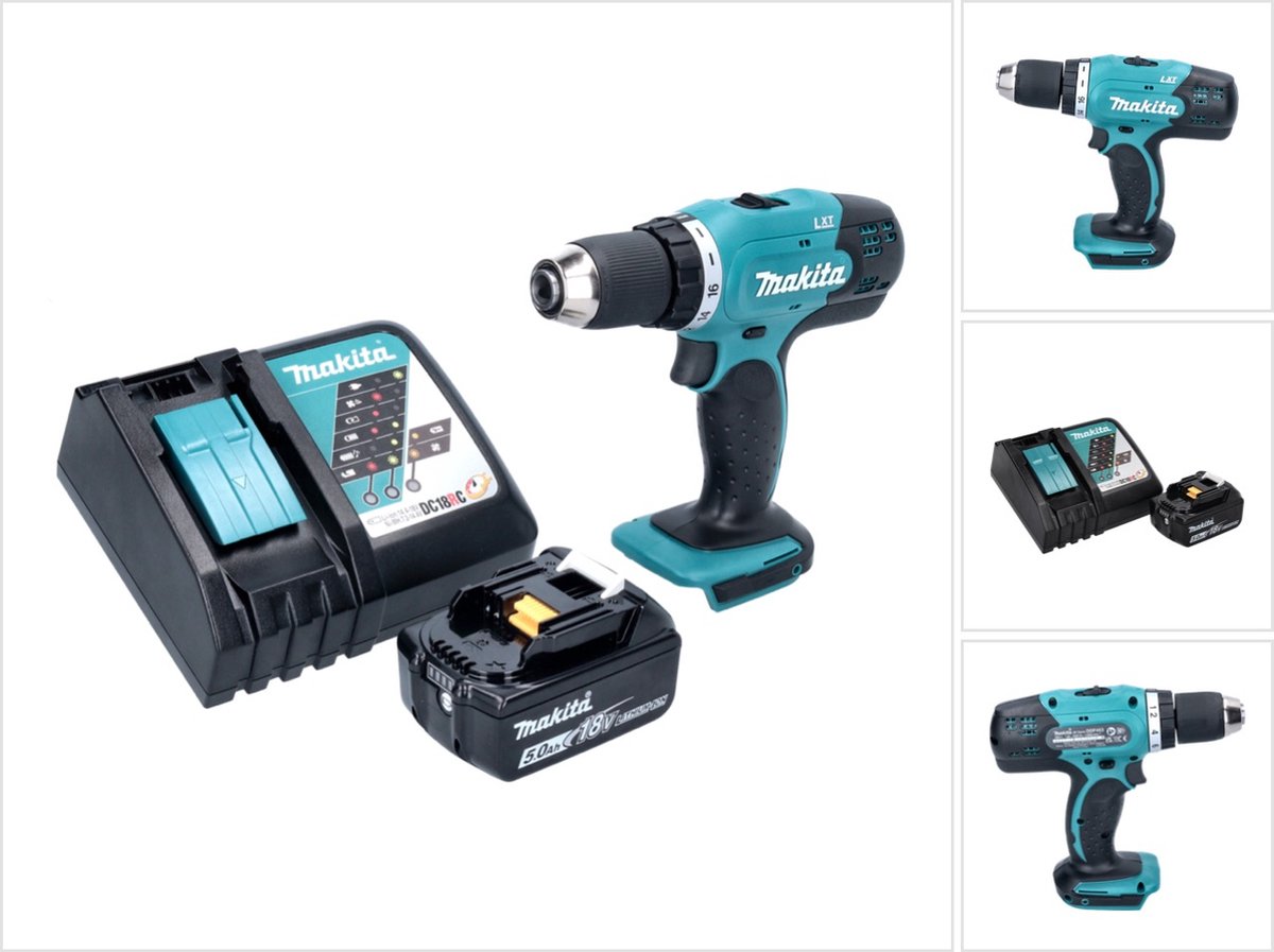 Makita DDF 453 RT1 accuboormachine 18 V 42 Nm + 1x oplaadbare accu 5.0 Ah + lader