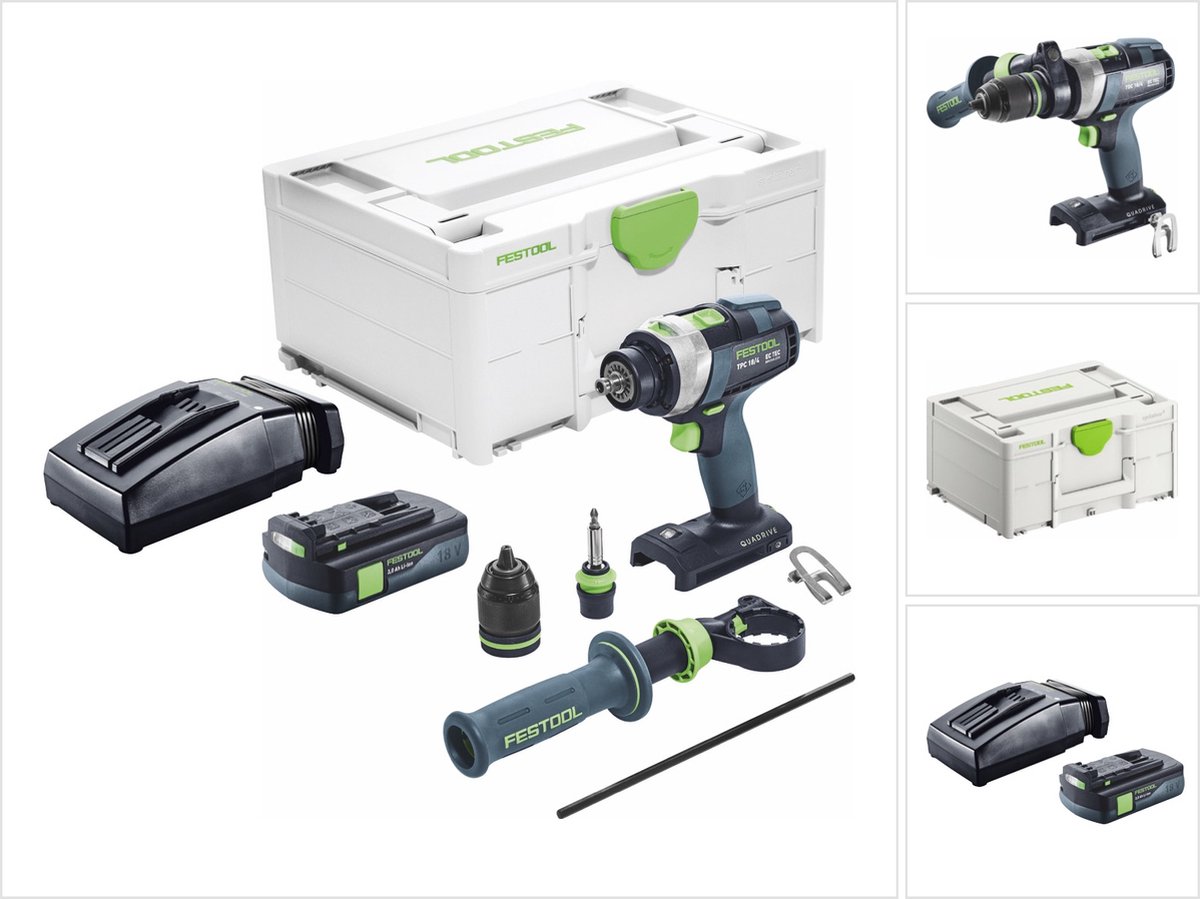 Festool TPC 18/4 I-Basic accu klopboormachine 18 V 75 Nm borstelloos + 1x accu 3.0 Ah + lader + systainer