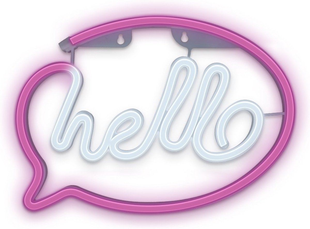 Forever FLNE15 - Neon LED licht Hello roze Batterij + USB