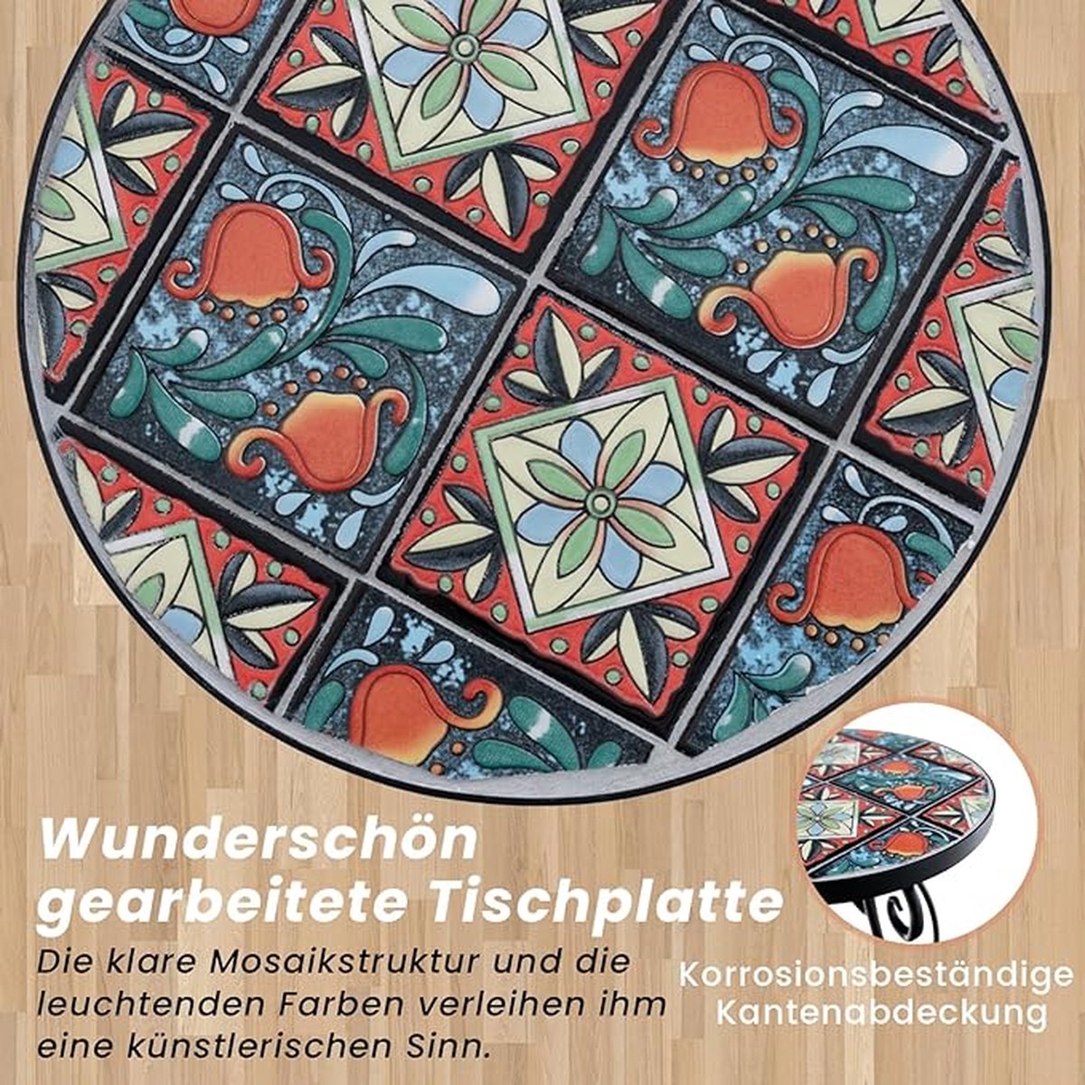 COSTWAY Bijzettafel, Mozaïektafel, Rond, Mozaïek, Tuintafel, Bistrotafel, Diameter 30 X 50 Cm, Balkontafel Van Metaal En Keramiek, Bloemenkruk Voor Balkon Terras En Tuin COSTWAY Bijzettafel, Mozaïektafel, Rond, Mozaïek, Tuintafel, Bistrotafel, Diameter 30 X 50 Cm, Balkontafel Van Metaal En Keramiek, Bloemenkruk Voor Balkon Terras En Tuin