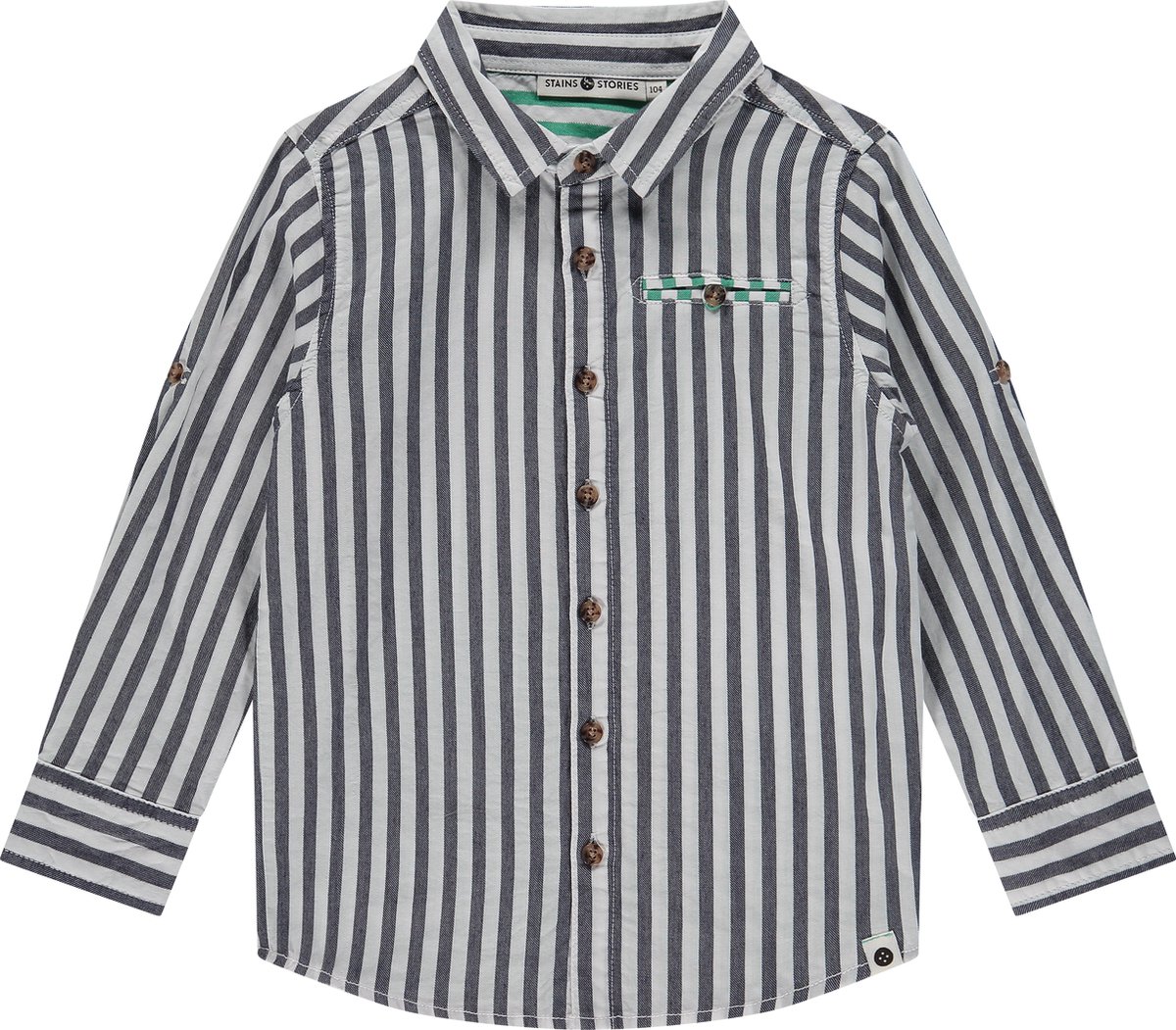 Stains and Stories boys shirt long sleeve Jongens T-shirt - dark royal - Maat 104