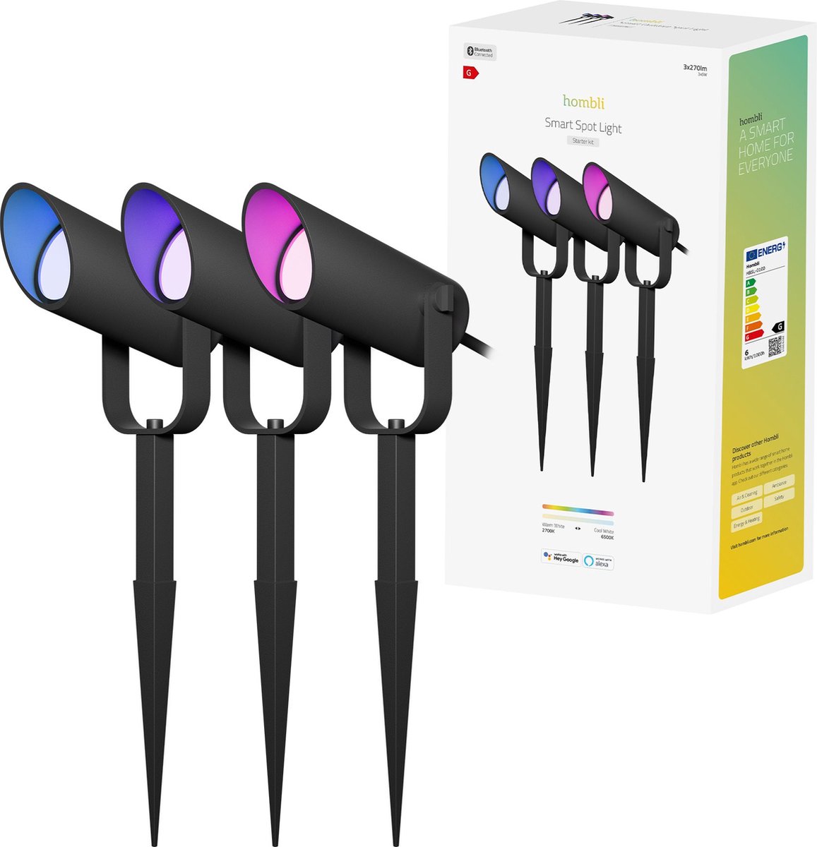 Hombli 3x slimme prikspots voor buiten - Starterkit