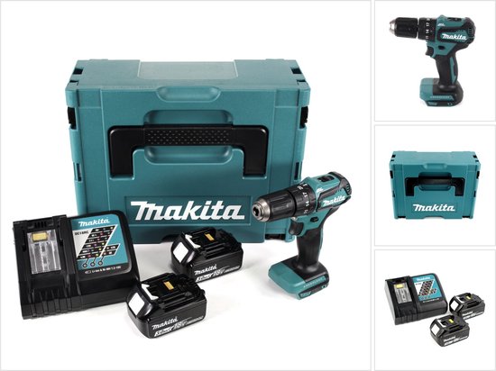 Makita DHP 483 RFJ accu-klopboormachine 18 V 40 Nm + 2x 3,0 Ah accu + oplader + Makpac