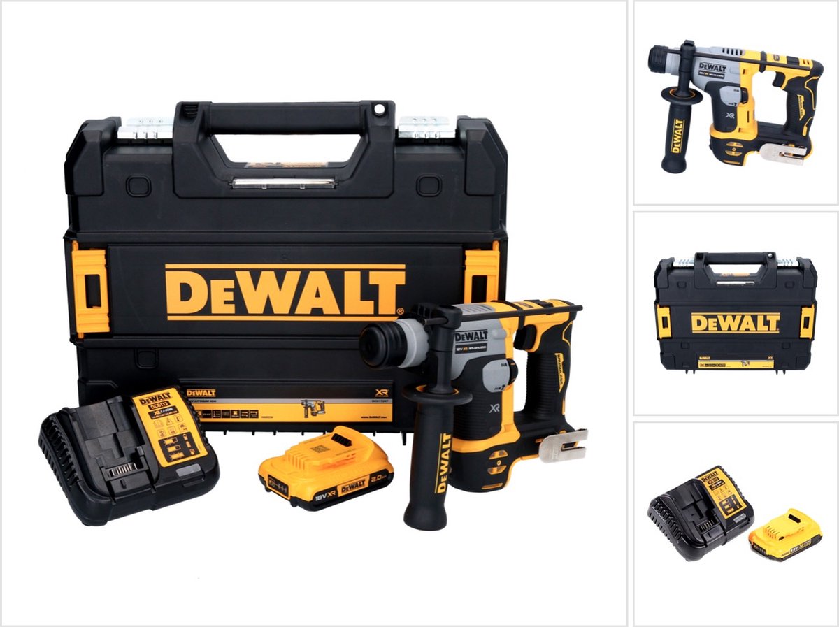 DeWalt DCH 172 D1 accu-boorhamer 18 V 16 mm 1,4 joule SDS plus Brushless + 1x accu 2,0 Ah + oplader + TSTAK
