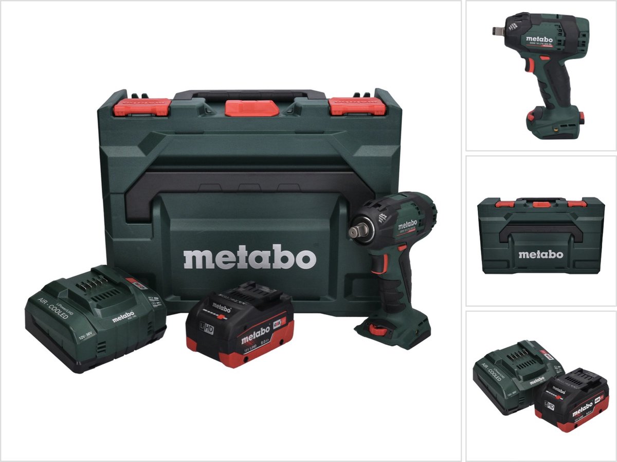 Metabo SSW 18 LTX 300 BL accu-slagmoersleutel 18 V 300 Nm 1/2" borstelloos + 1x accu 8,0 Ah + oplader + metaBOX