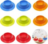 Set van 8 eierdoppen, siliconen eierdoppenset 8,5 x 2,5 cm eierdoppen voor gezinskeuken, bakkerij, volwassenen, kinderen, buitenkamperen (rood, oranje, blauw, groen)