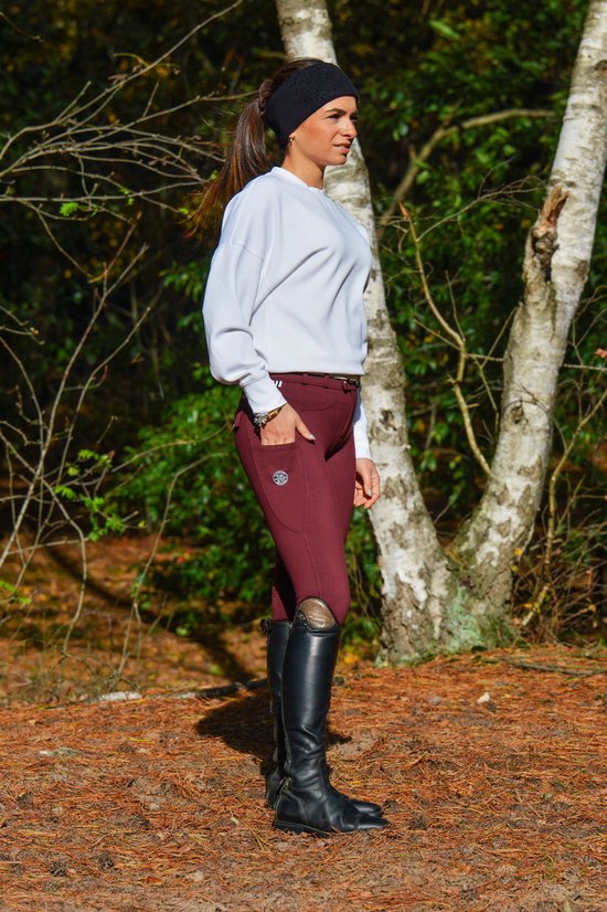 Donley winter paardrijbroek rood comfortabel full grip mt 26 tm 44 winter rijbroek lekkere warme paardrijbroek bordeaux rood