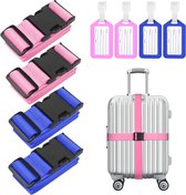 Verstelbare Bagageriemen - Set van 4 - Nylon Kofferbanden voor Veilige Reizen - Universeel Geschikt voor Bagage - Eenvoudig te Verstellen en Bevestigen - Reisaccessoires voor Comfortabel Reizen