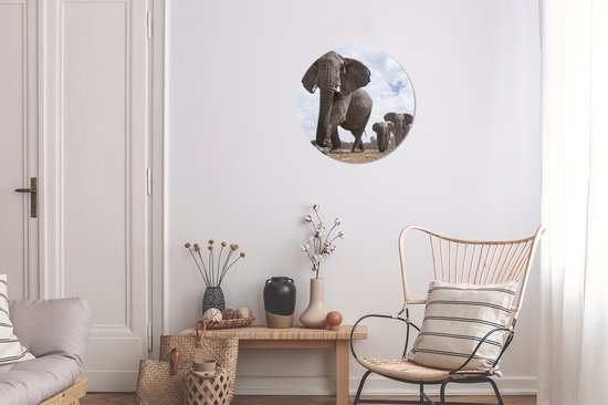 Wall Circle - Wall Circle Indoor - Troupeau d'éléphants - ⌀ 30 cm - Décoration murale - Peintures Ronds