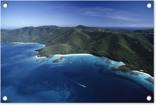 Tuindecoratie Caribisch eilandkust fotoprint - 60x40 cm - Tuinposter - Tuindoek - Buitenposter