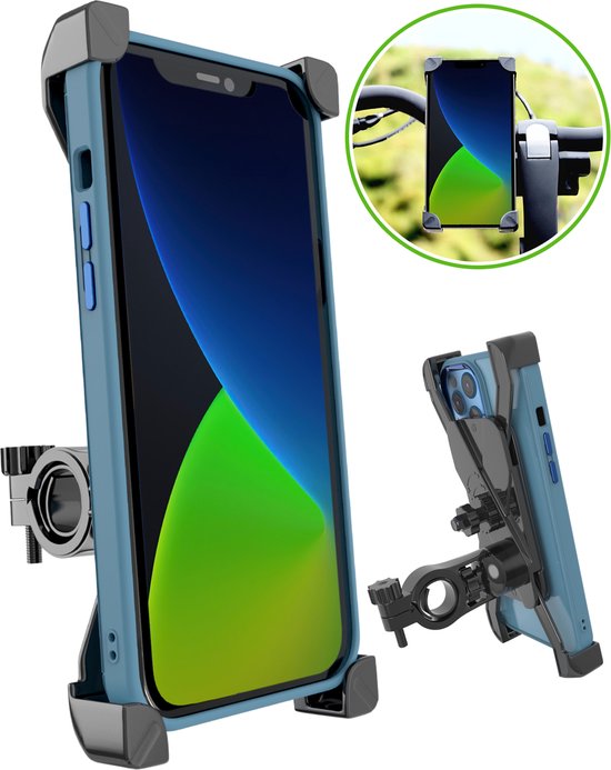 Support de téléphone iSetchi pour le vélo - Universel - Rotatif à 360 degrés - Support de vélo pour téléphone intelligent et GSM iPhone - Samsung - Support aussi pour scooter et moto - Noir