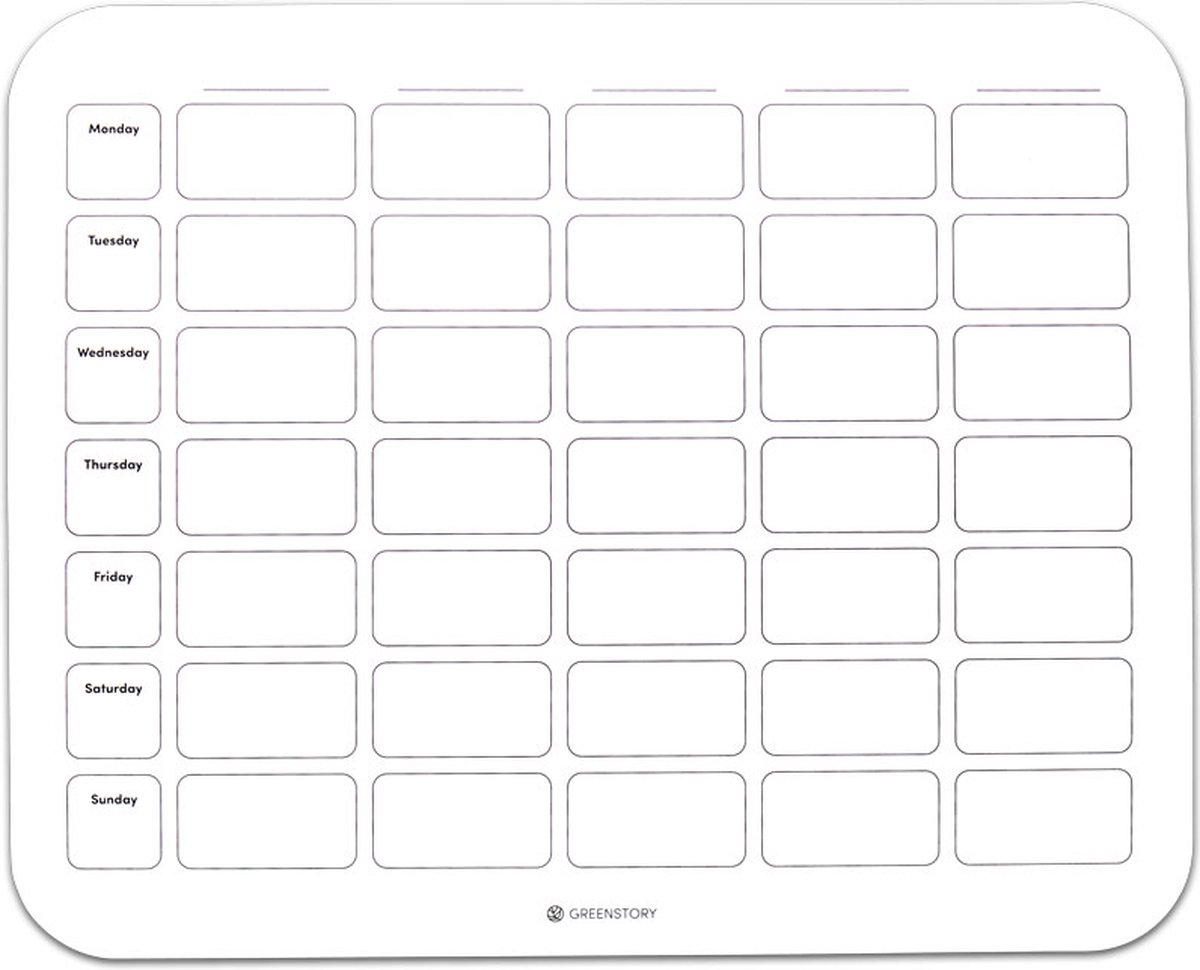 GreenStory - Sticky Whiteboard - Tableau planning familial semaine (43 x 35  cm) 