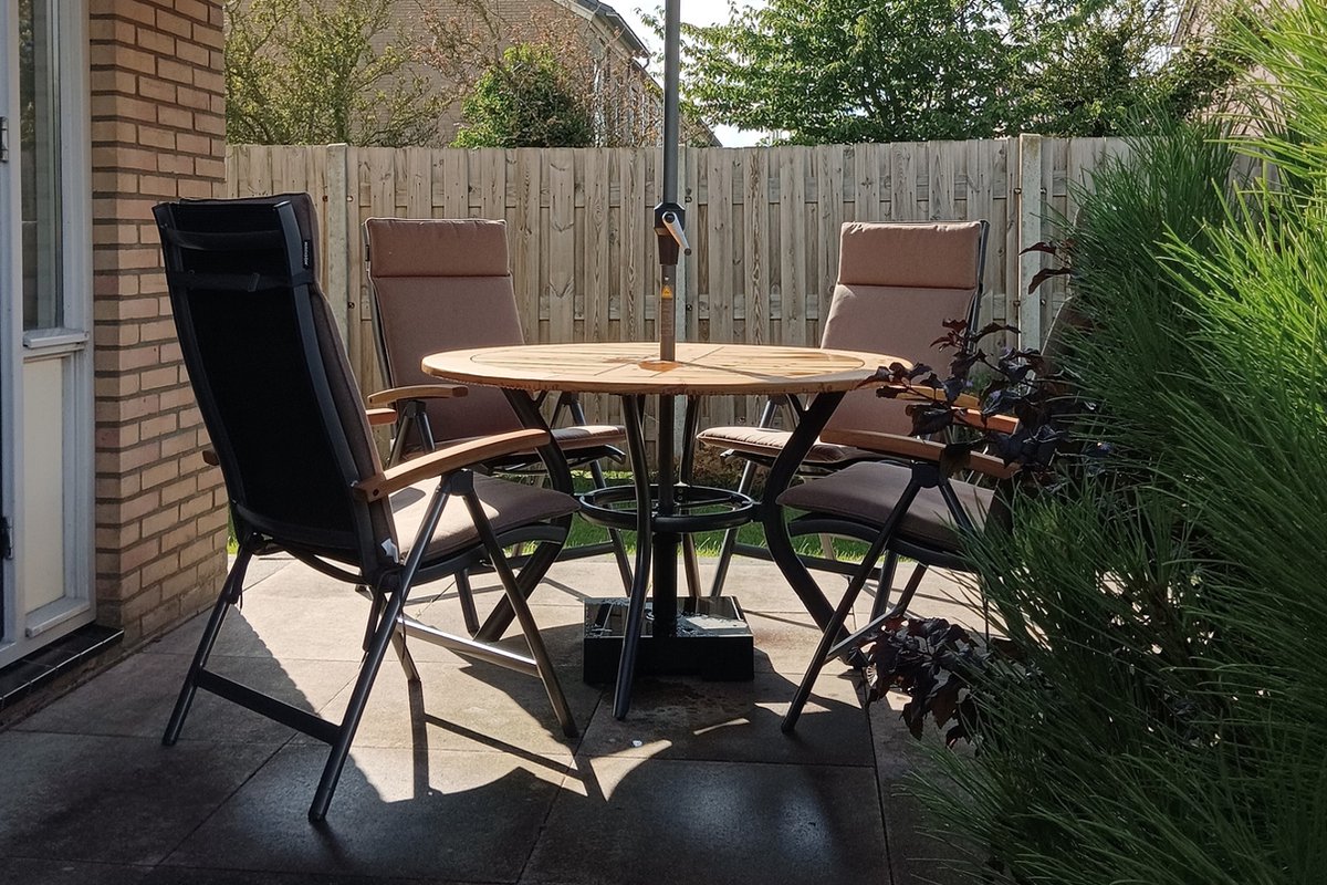 Hartman Napoli/South Wales ronde verstelbare aluminium tuinset Ø120 cm. - Teak – foto 6