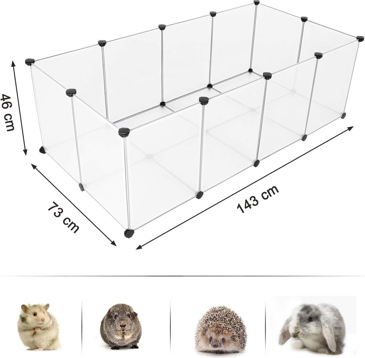 Konijnenren - Knaagdieren ren - ren - cavia ren - Knaagdieren kooi voor binnen en buiten - hek 143 x 73 x 46 - Wit thumbnail 3