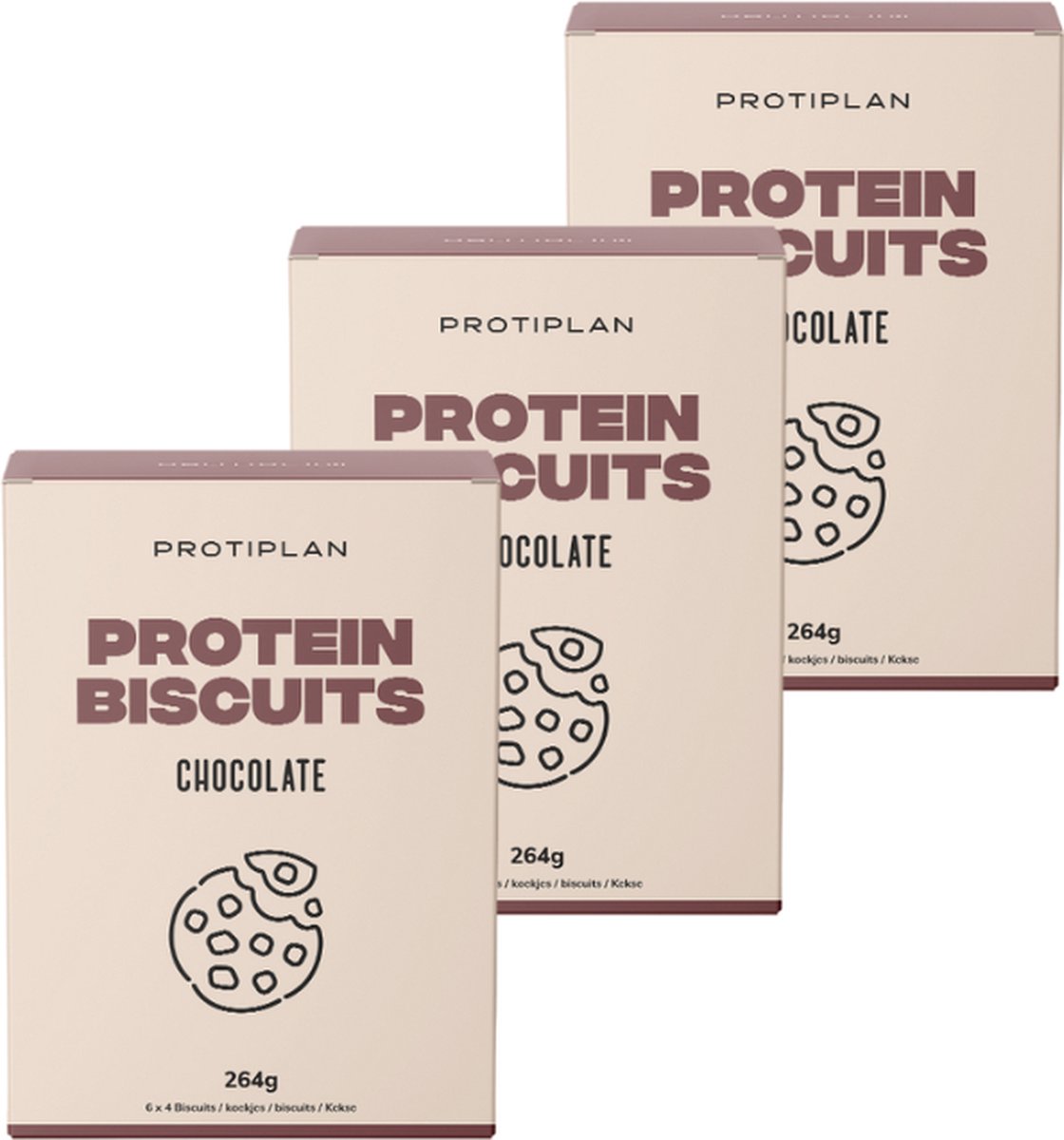 Goedkoopste Protiplan | Biscuit Chocolade | 3 Stuks | 3 x 264 gram | Low carb snack | Snel afvallen zonder hongergevoel!