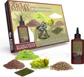 The Army Painter - Battlefields Basing Set - 50ml PVA Glue, 35 Green Tufts, 1 Box of Fake Moss/Grass, Brown Battleground, Summer Undergrowth, Battle Rocks and Battlefield Snow