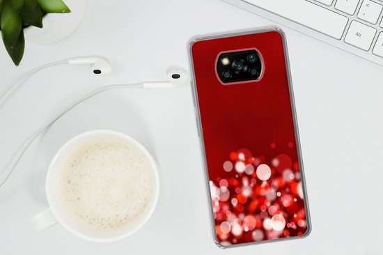 Xiaomi Poco X3 Pro - Paillettes rouges avec arrière-plan flou - Coque de téléphone en Siliconen