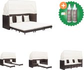 vidaXL Canapé-lit avec baldaquin 3 places extensible en polyrotin marron avec kit d'entretien