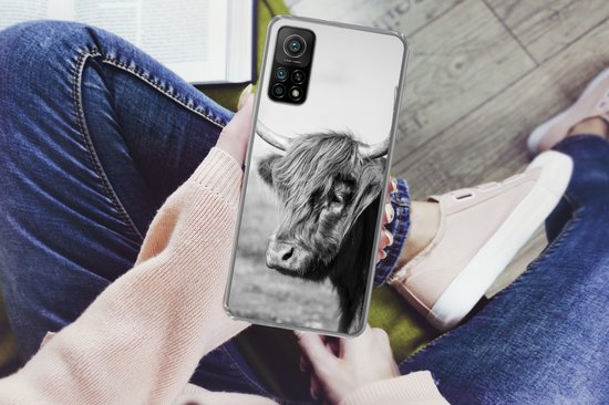 Coque Xiaomi Mi 10T 5G - Scottish Highlander - Animaux - Zwart - Wit - Étui de téléphone en Siliconen
