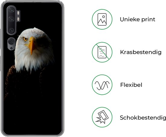 Coque Xiaomi Mi Note 10 - Aigle - Vogel - Zwart - Coque de téléphone en Siliconen