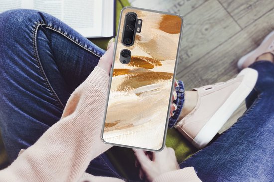 Coque Xiaomi Mi Note 10 - Peinture - Beige - Wit - Coque de téléphone en Siliconen