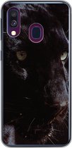 Geschikt voor Samsung Galaxy A40 hoesje - Panter - Dier - Zwart - Siliconen Telefoonhoesje