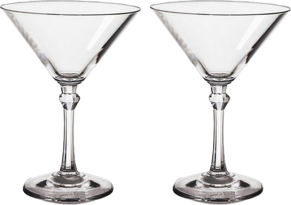 RBDRINKS Cocktailglazen Martini – Martini Glazen - Plastic Cocktailglazen – Kunststof Cocktailglazen – Kunststof Glazen – Plastic Glazen – 20cl – Transparant – 2 Stuks